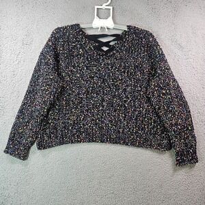 I.N.  San Francisco Oversized‎ Cropped Sweater Women XL Knit Multicolor